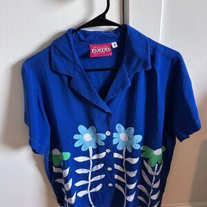 Big Bud Press Pantry Button-Up Painted Flowers Unisex size S NWT